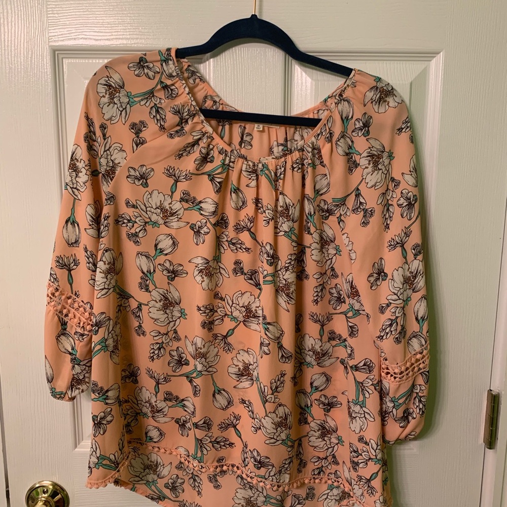 summery pink floral blouse
